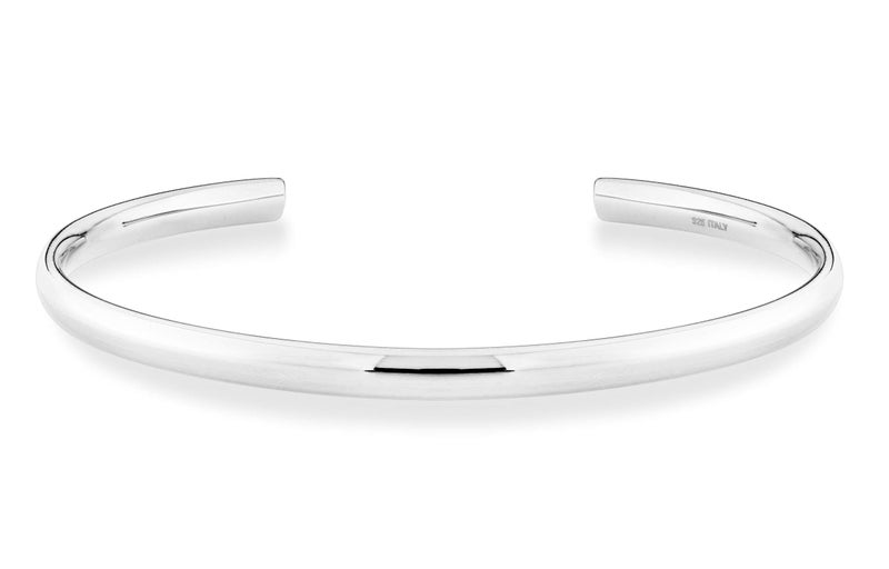 Miabella 925 Sterling Silver or 18K Gold Plated 925 Sterling Silver Italian 4mm Open Cuff Polished Bangle Bracelet for Women Adjustable 7.25 to 7.5 Inch Made in Italy (Sterling-Silver) - Image 1